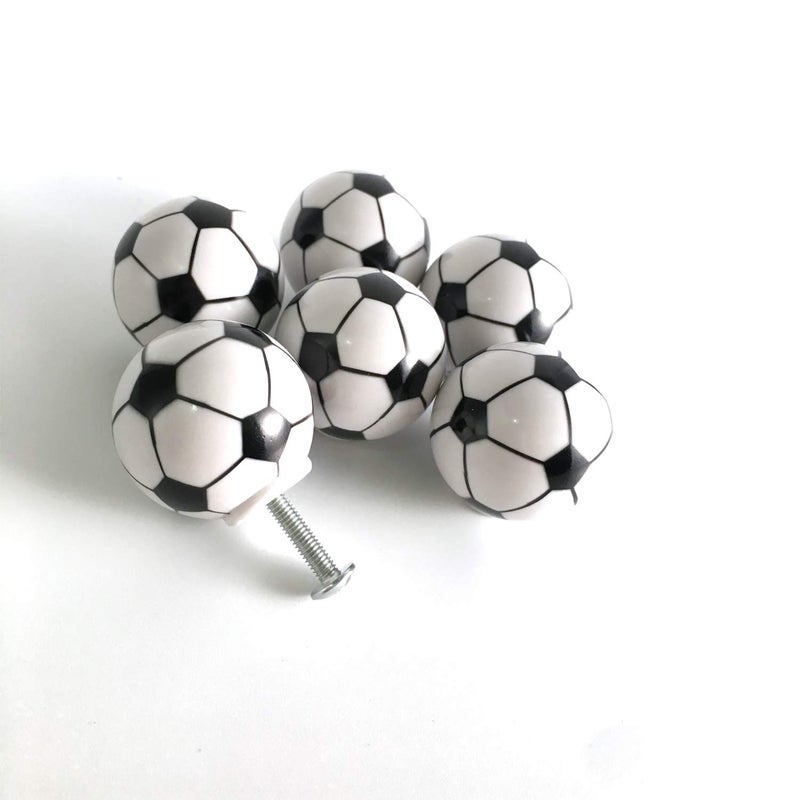 ZILucky Soccer Drawer knobs Ball Sports Party Theme Children and Baby Home Decor Drawer Pulls Handles for Dresser Cupboard Wardrobe Cabinet Kitchen Knobs Pack of 6 (Soccer) - Image 5